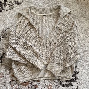 Free People Collared Knit Sweater